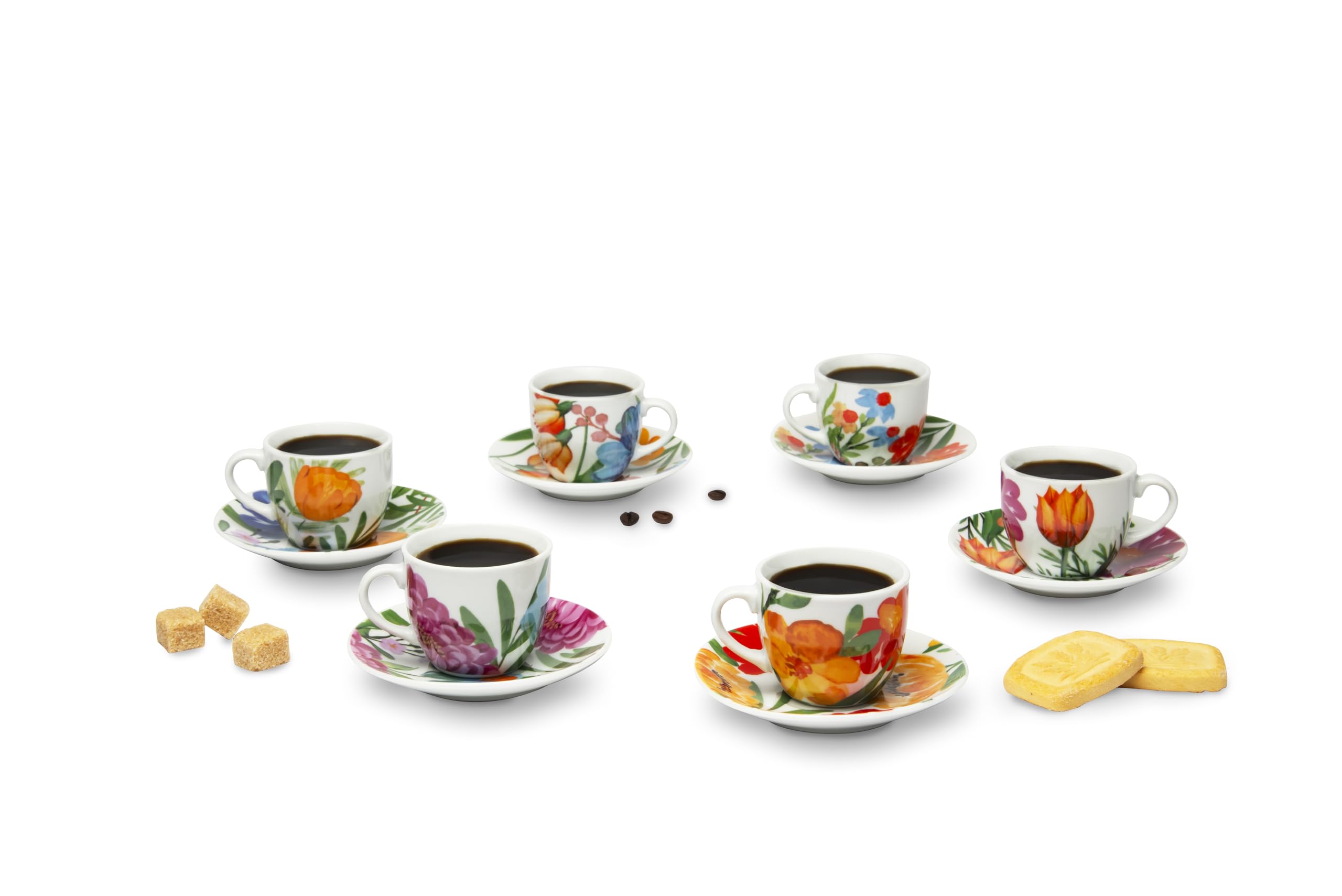 Excelsa Blooming Set aus 6 Kaffeetassen, Porzellan, Fassungsvermögen 70 ml, mehrfarbig