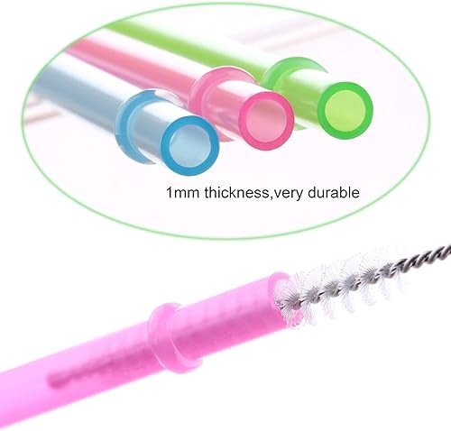 Miniatura 3 de Dakoufish 12 popotes gruesos de plástico reutilizables de 11 pulgadas, sin BPA, pajitas de tarro de masón, color liso (11 pulgadas, 12 colores)