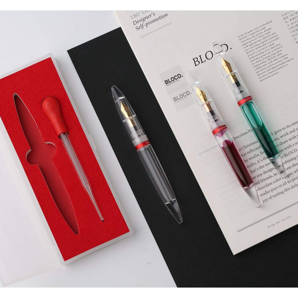 VIDOO Fontana Penna Occhio Dropper Grande capacità Inchiostro Contagocce Riempimento Penne Penna con Scatola Regalo per Gli Amici degli Studenti Famiglia - EF 0.38Mm