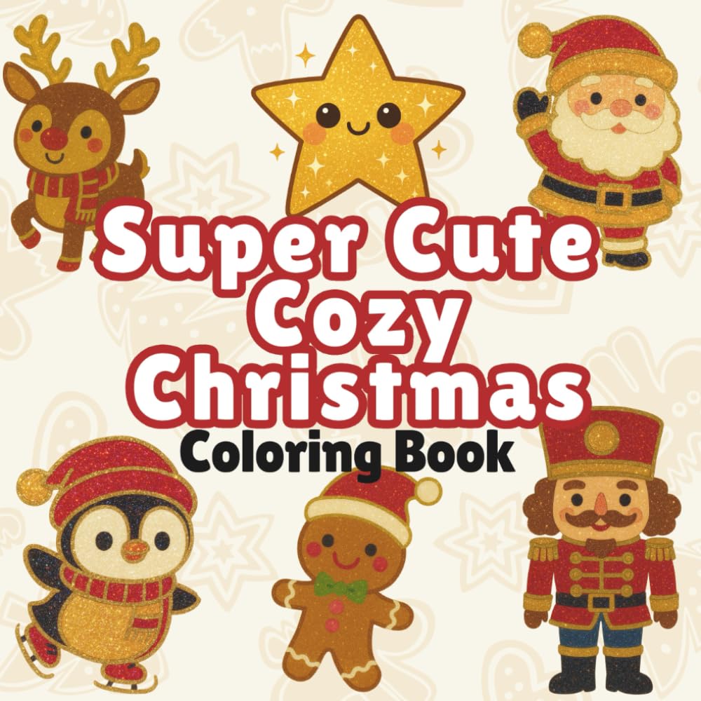 Super Cute Cozy Christmas Coloring Book: Bold & Easy Winter Pages with Fuzzy, Hygge-Style Holiday Scenes for Kids