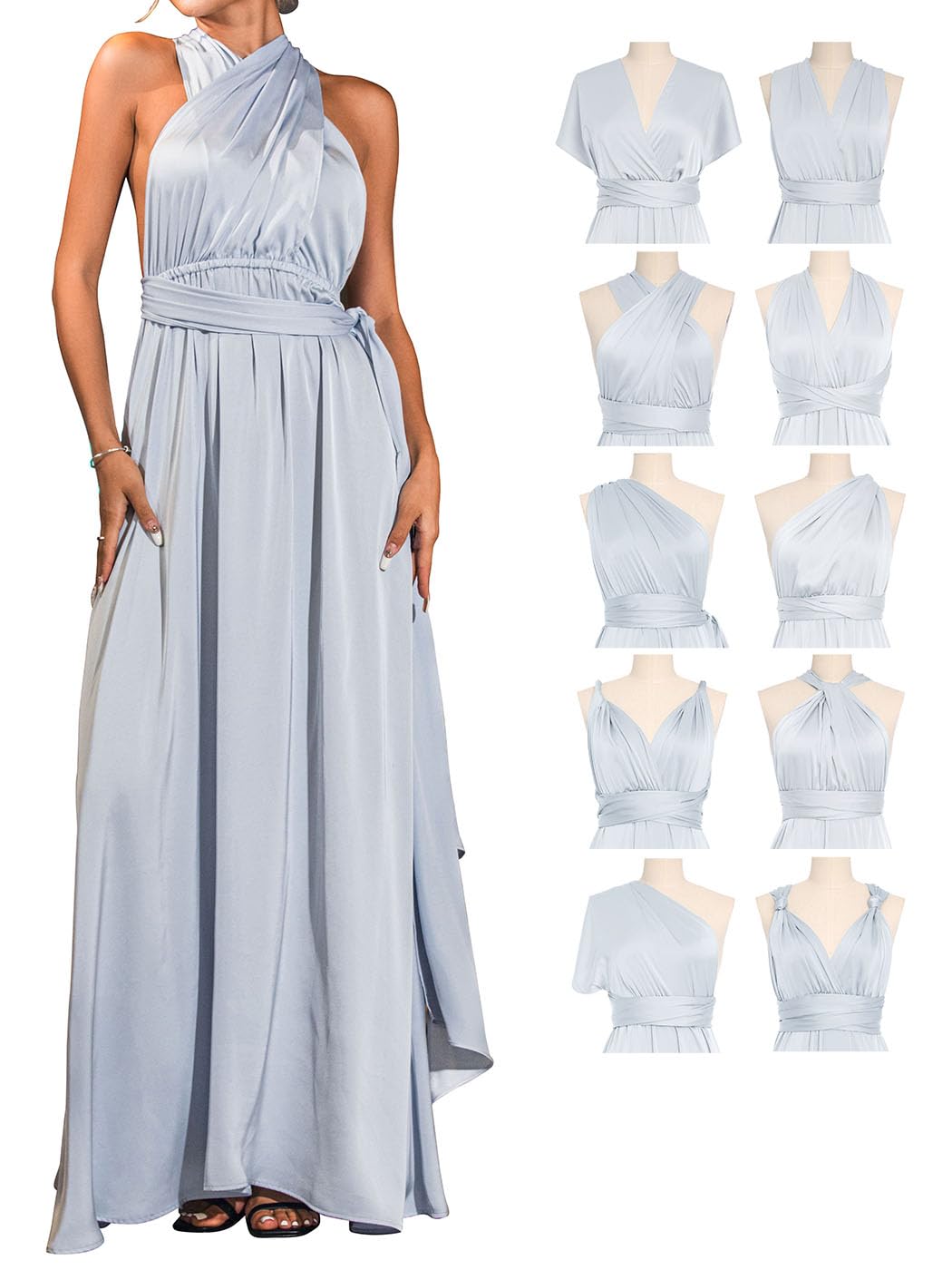 GORAISWomen Infinity Dress for Bridesmaid Long Evening Maxi Wrap Dresses Convertible Prom Wedding Gown