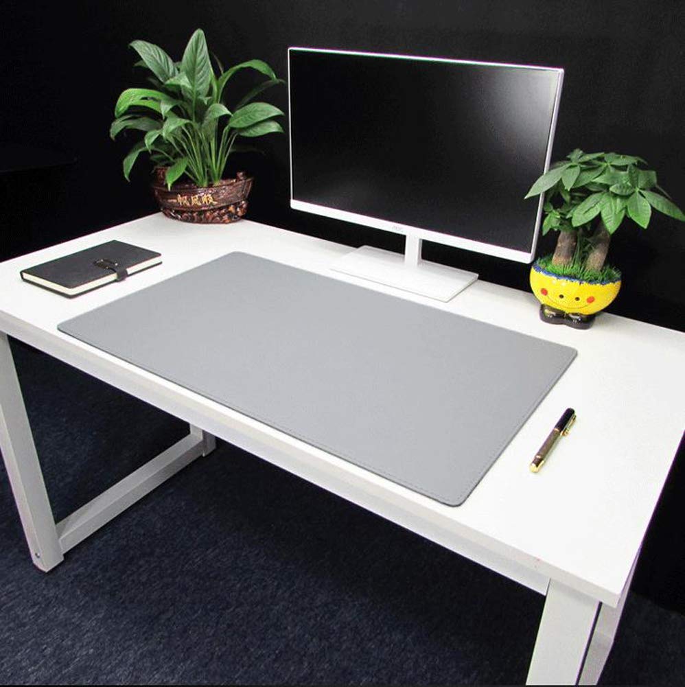 Luxuriöse Schreibtischunterlage aus Leder, multifunktional, für Büro, Tastatur, Schreibunterlagen, wasserdicht, für Zuhause, Laptop, Gaming-Matten für Manager, Herren, Studenten, Grau, 90 x 50 cm