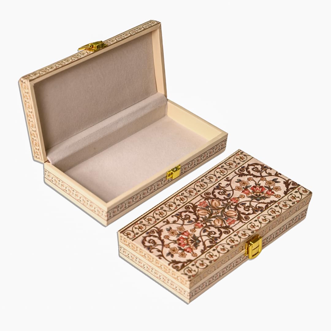 Classic Design Gold Printed Velvet Touch MGI Floral Decorative Box, Wedding Fancy Shagun Cash Box, Jewellery Box, Money Box, Gaddi Box | Shagun Box for Gifting Money (Pack of 1)-image-33