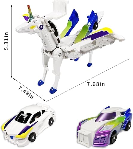 Miniatura 2 de Juguetes transformadores de robot de automóvil, juego de autos de carreras de unicornio, para niños y niñas, deformación automática, conexiones
