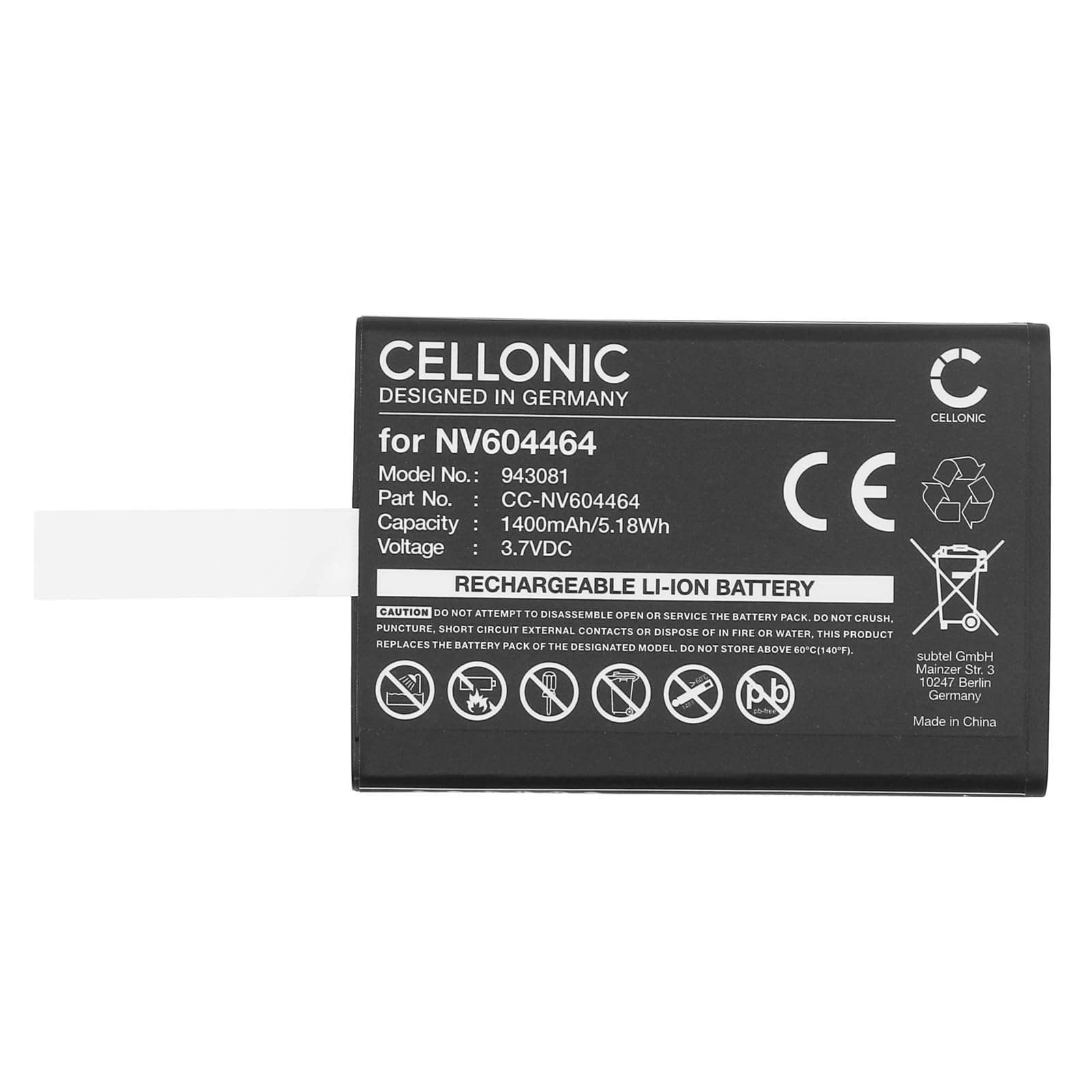 CELLONIC 1x Batteria per Babyphone Compatibile con Beurer BY 110, Compatibile con Oricom Secure SC895, Secure SC740, Compatibile con Beurer NV604464 – (1400mAh, 3.7V)