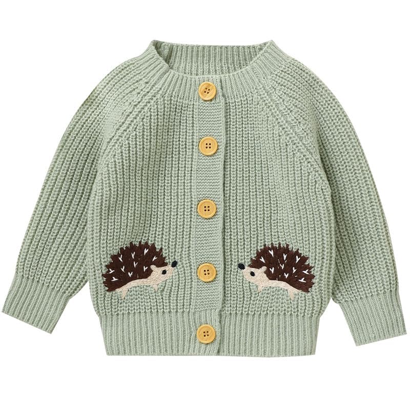 Opewod Baby Boy Girl Knit Cardigan Sweater Soft Warm Crochet Round Neck Long Sleeve Coat Toddler Outwear Fall Winter Clothes2