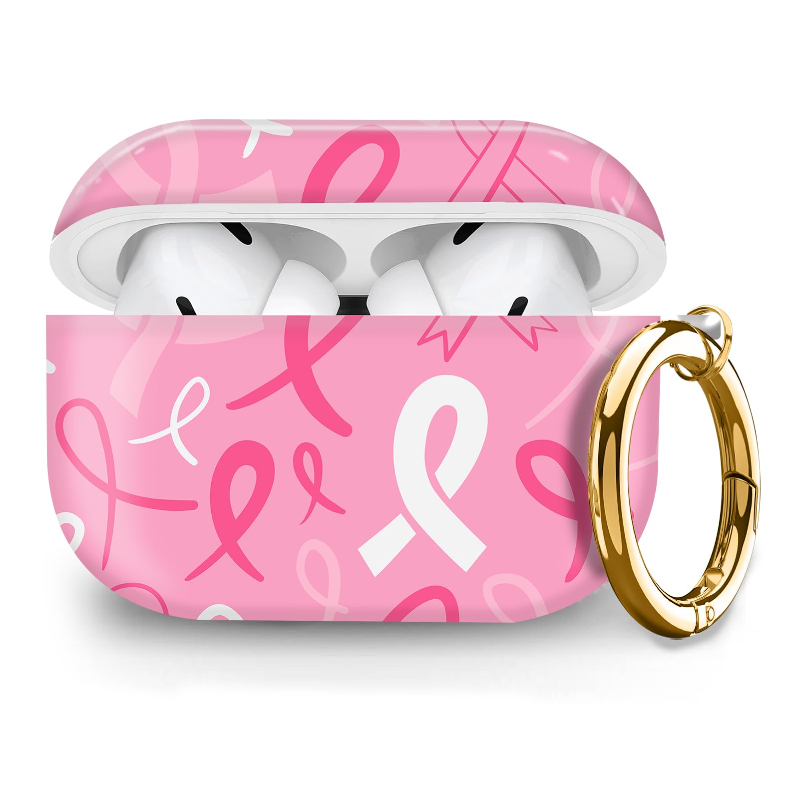 Cute Hard Case Compatible with AirPods Pro 2nd/1st Generation, Protective Cover with Golden Keychain, Fits 2023/2022/2019 Models, for Women, Girls,