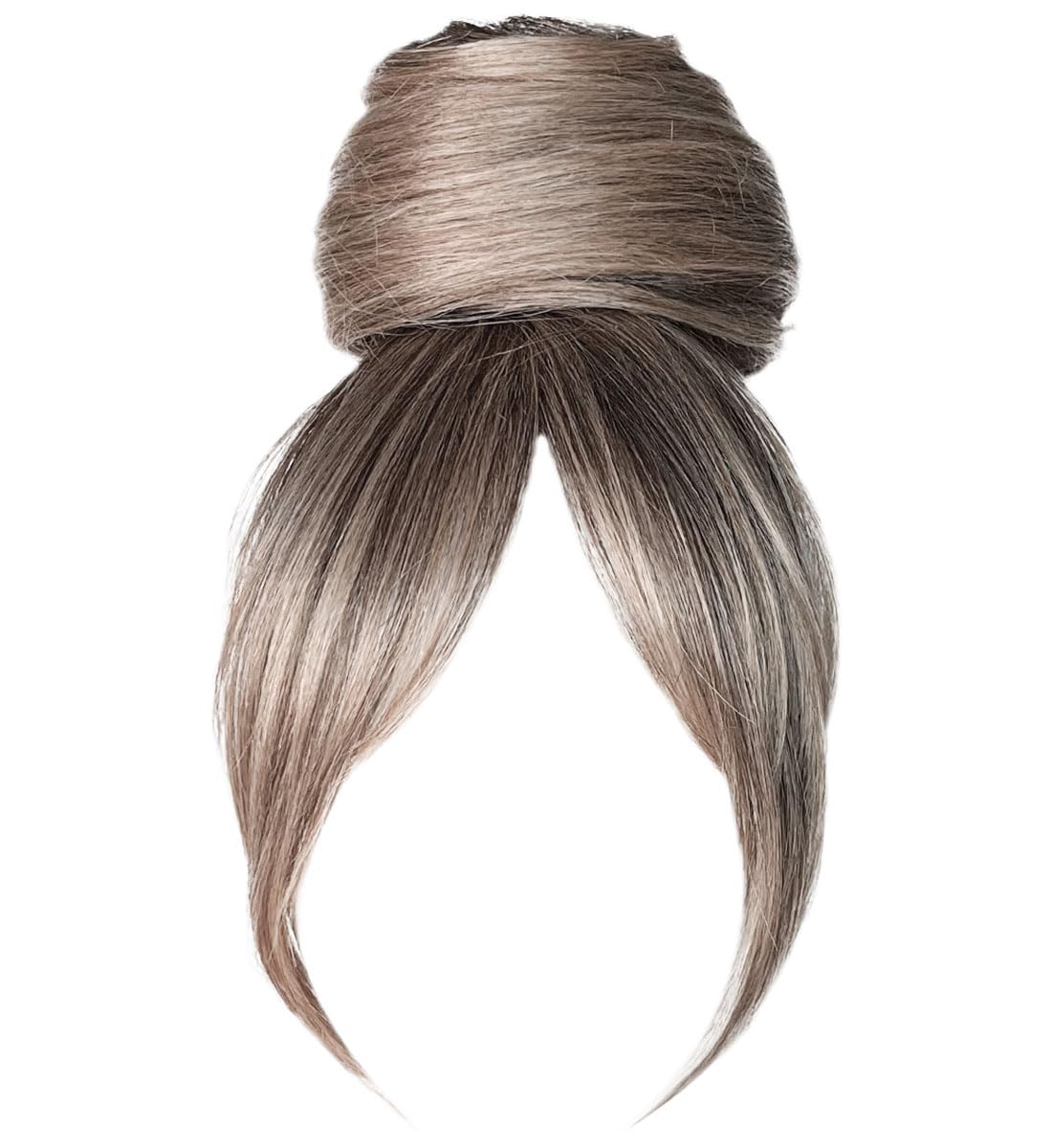 Hair u wear Hairdo Trendy Fringe and Bun Hairpiece With Fashionable Bangs and Side Piece, R56/60 Silver Mist