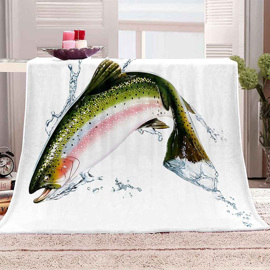 Couverture sofa 3D motif poissons pour soirées cocooning au salon