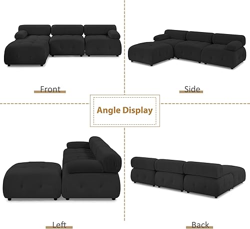 Miniatura 6 de GNIXUU Sofá modular modular, sofá convertible en forma de L de 93 pulgadas para sala de estar, modernos sofás de nube con botones y cómodos