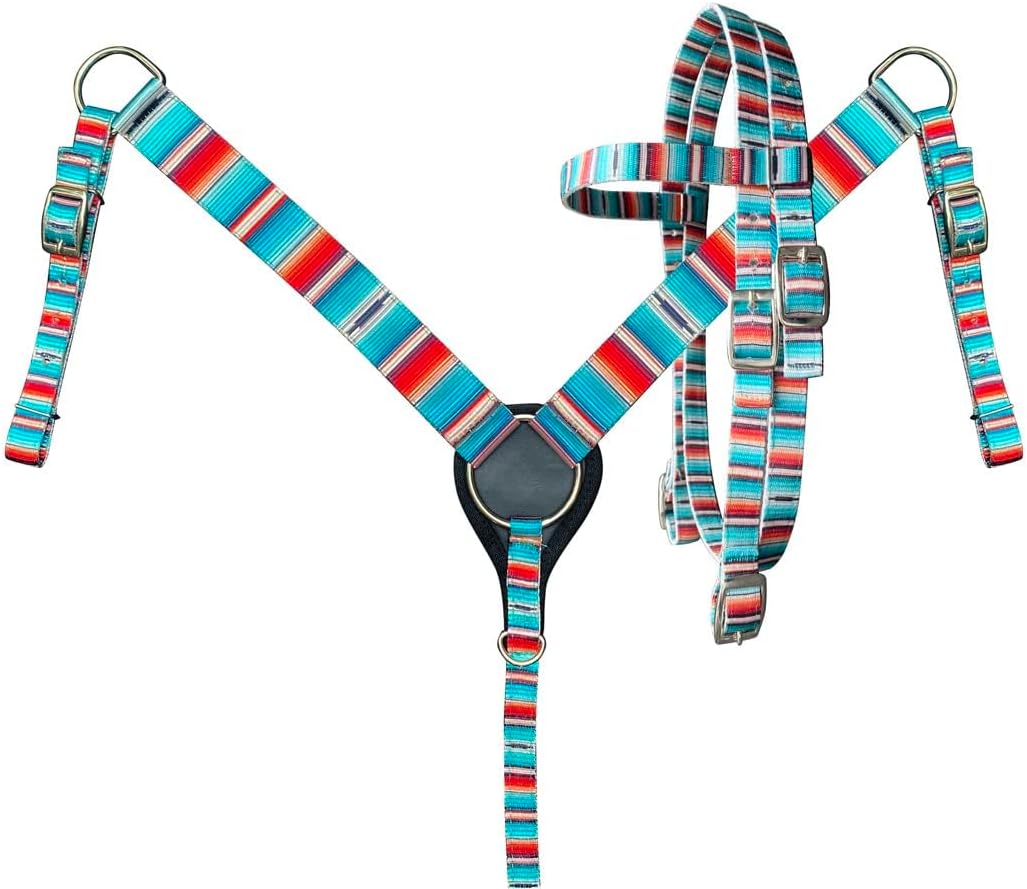Showman Pony Serape Print Nylon Headstall & Breast Collar Set