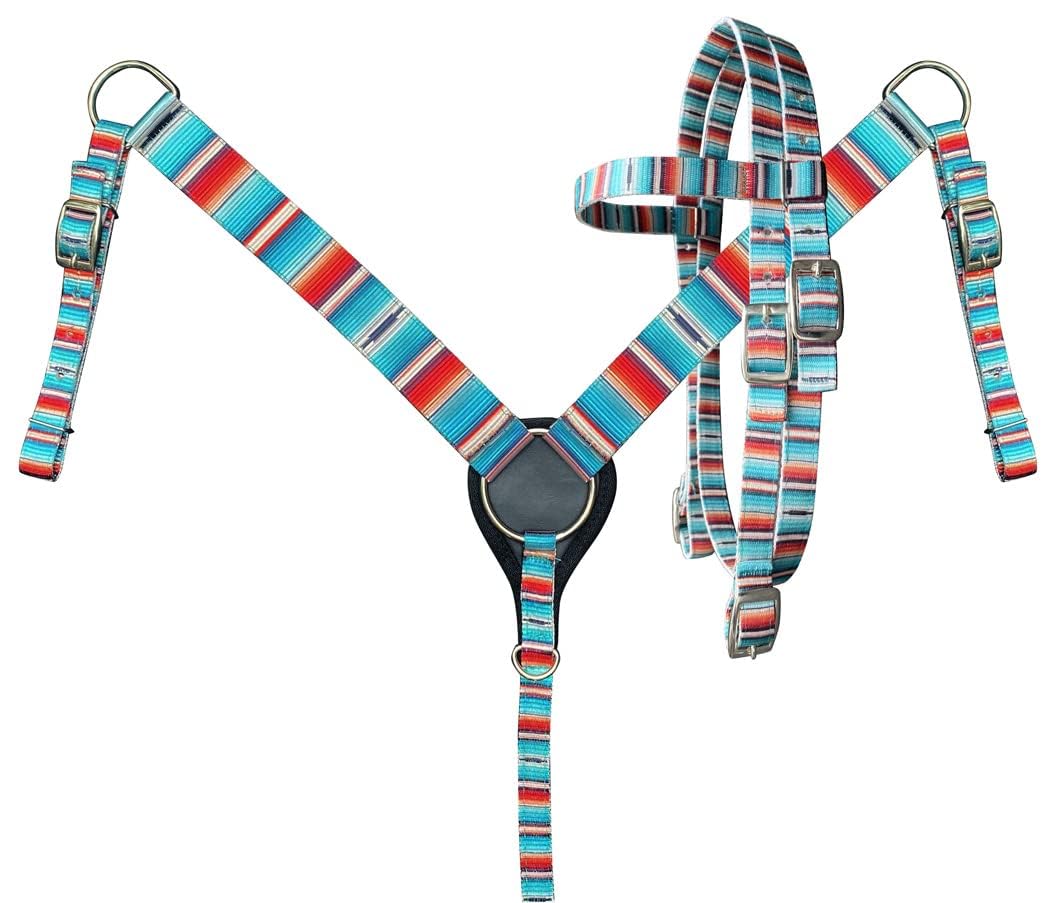 Showman Pony Set mit Halfter und Brusthalfter aus Nylon mit Serape-Print