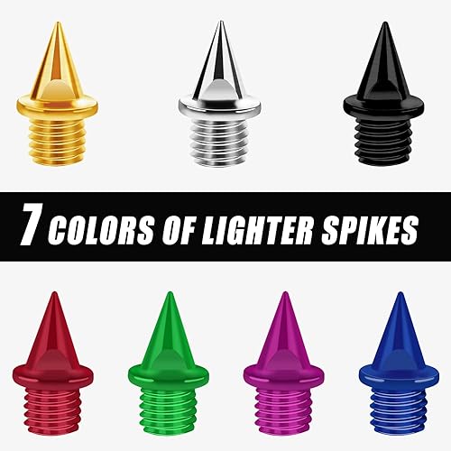 Miniatura 12 de JULMELON Picos de acero al carbono de 1/4 de pulgada, 60 picos de carbono más ligeros con llave de punta para zapatos de pista, carreras de campo