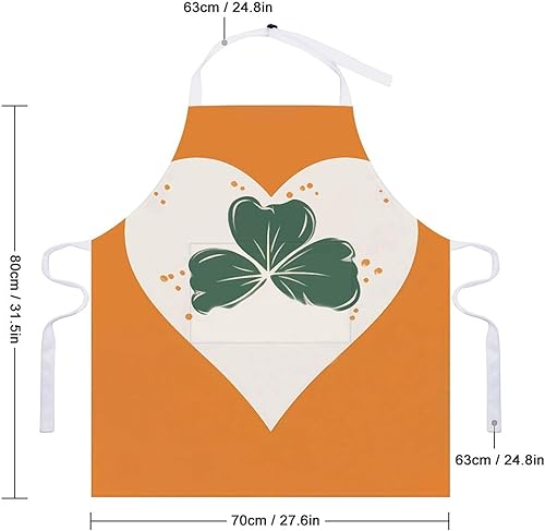 Miniatura 2 de MUSM Leaves on Heart Shape ApronClassic Vintage Funny with Pockets Aprons,Adjustable Bib Waterdrop Resistant for Kitchen Cooking Restaurant BBQ