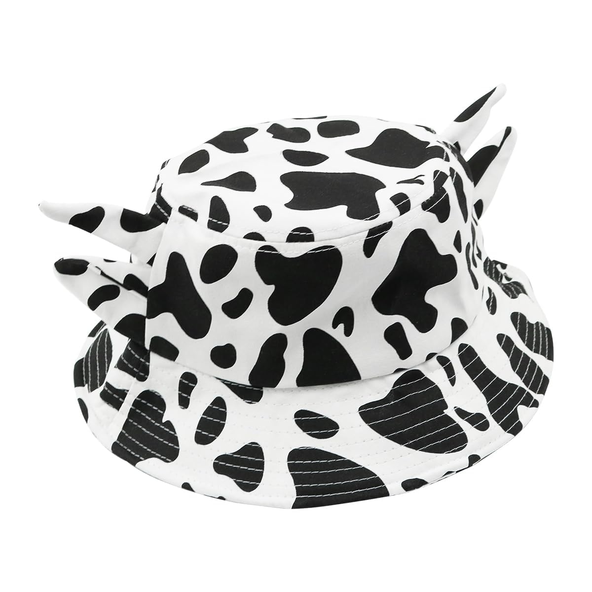 Chapeau Seau Vache Namvo - Oreilles Cornes Mignonnes, Coton Imprimé, Idéal Été Plage Pêche
