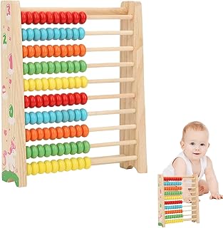 Abacus for Kids, GAESHOW 10-Row Wooden Frame Abacus with 100 Multi-Color Beads, Kids Learning Toy Abacus for Toddlers, Early Education Educational Wooden Abacus for 3+ Years Old Boys Girls