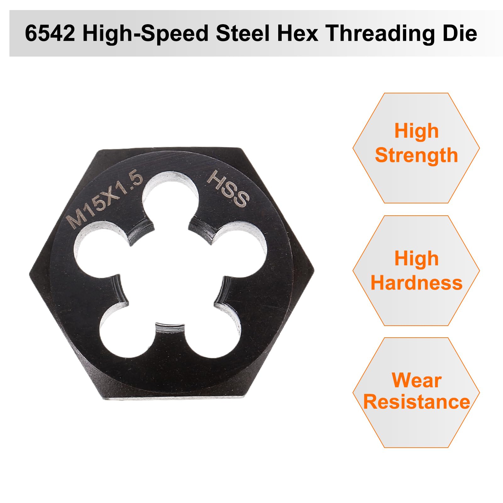 HARFINGTON Hex Threading Die M15 x 1.5 Metric Thread Right Hand High Speed Steel Rethreading Fixed Die Screw Cutting Tapping Repair Tool — Amazon image 4