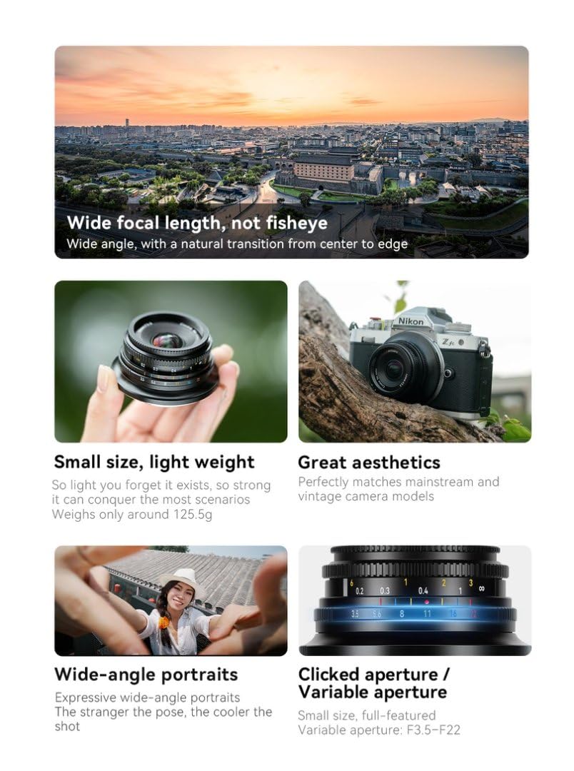 7Artisans Obiettivo grandangolare F3.5 APS-C da 10 mm per fotocamere mirrorless Sony E-Mount