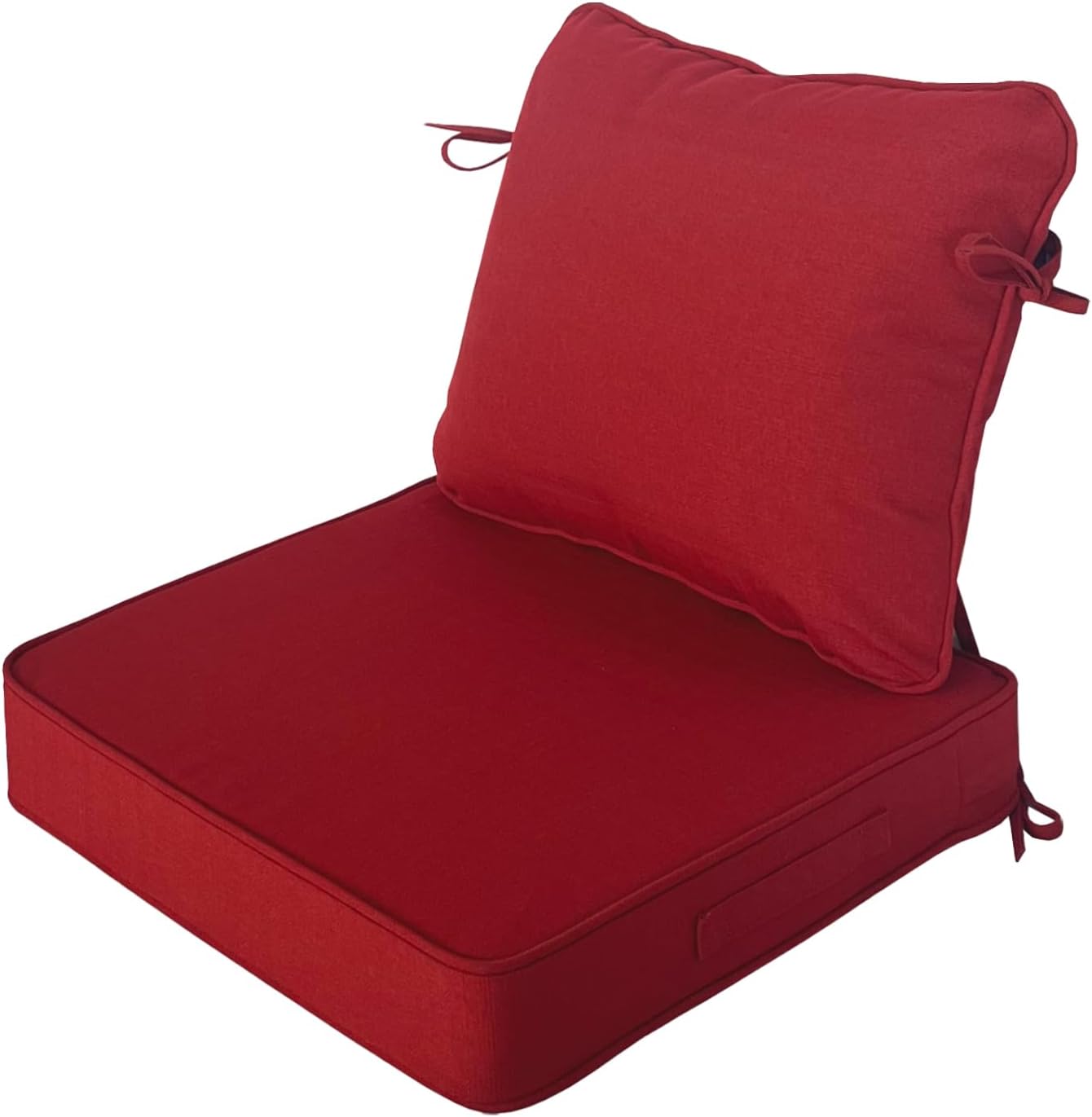 Outdoor Cushion Set 19"x19" Waterproof Fade Resistant Patio Furniture Cushion with Removable Cover Seat & Back Cushion with Handles & Ties for Chairs Couch Sofa Upholstery 1set Chili Chili Fully waterproof 19"x19" 1set