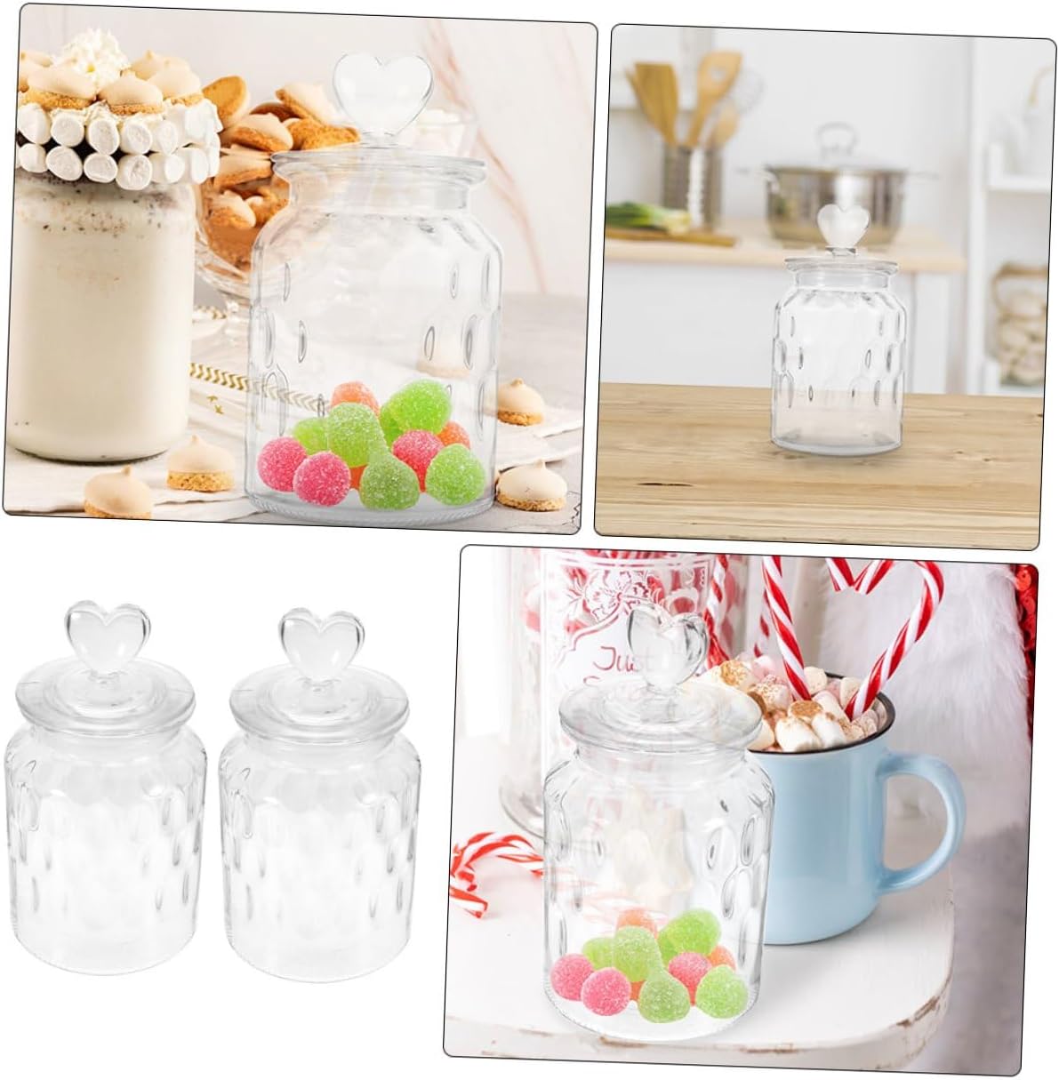 Airtight Glass Grain Storage Jar with Sealing Lid, Medium Glass Canister for Tea, Coffee, Sugar, 2pcs Household Food Storage Container Set