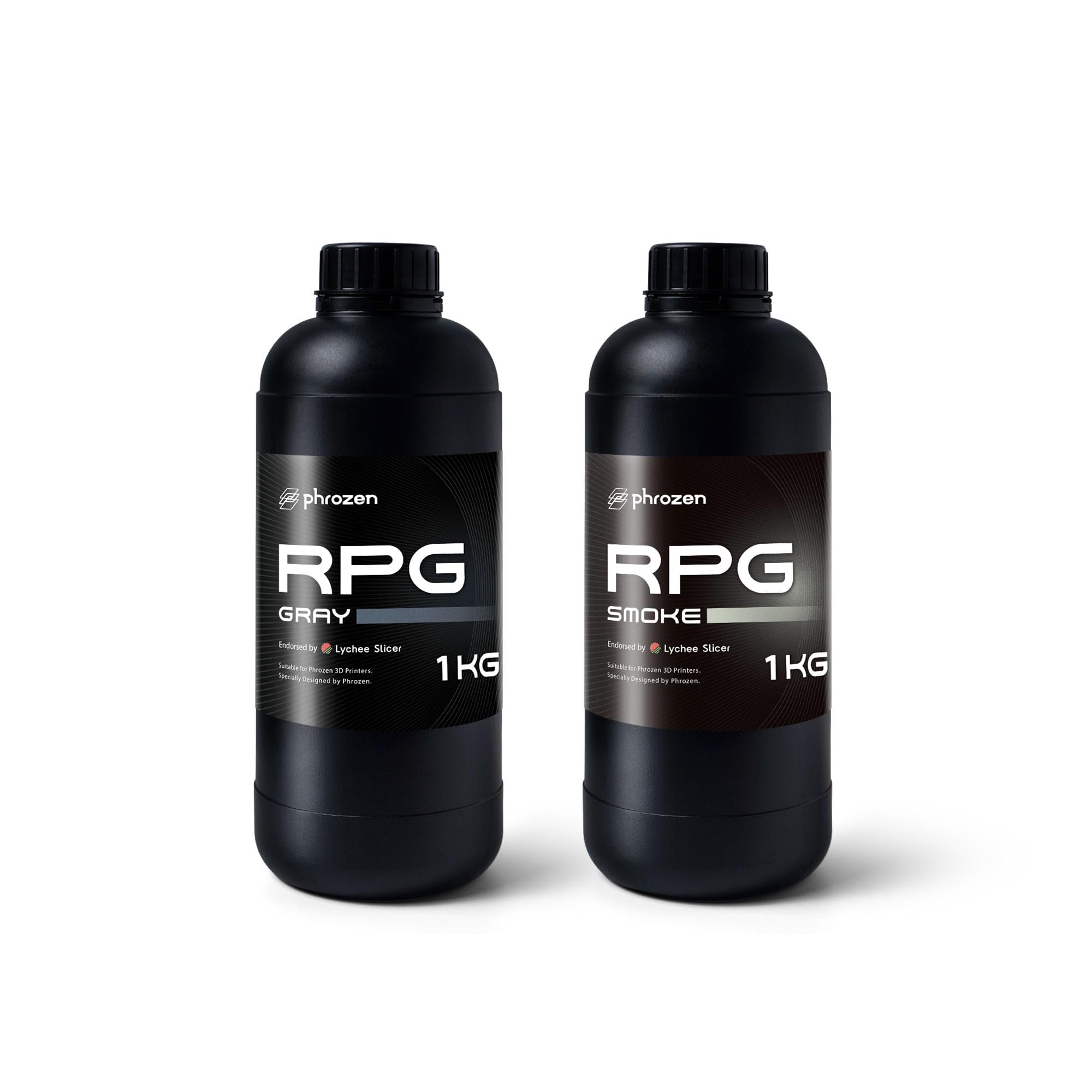 Phrozen RPG Resin Gris Bundle con Smoke, 1 kg Cada Una, 405 NM | Dos RPG Resina para Impresión 3D, Resinas RPG UV de 405 nm, Gris y Smoke, 1 kg Cada Una, Flexibles y Resistentes a Impactos