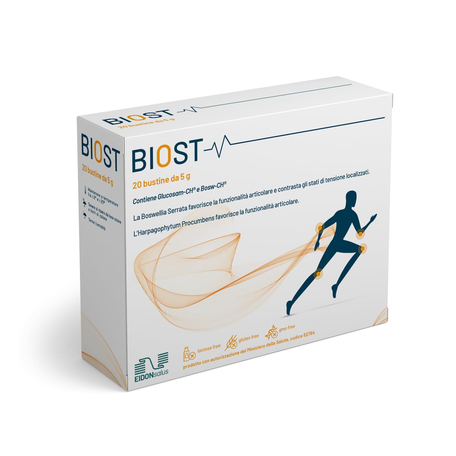 BIOST Integratore di Glucosamina a Rapido Assorbimento - Articolazioni Fluide e Libere - Cura Infiammazioni e Traumi - Rigenerazione Cartilaginea - Anti-Edema - 20 Bustine da 5 Grammi