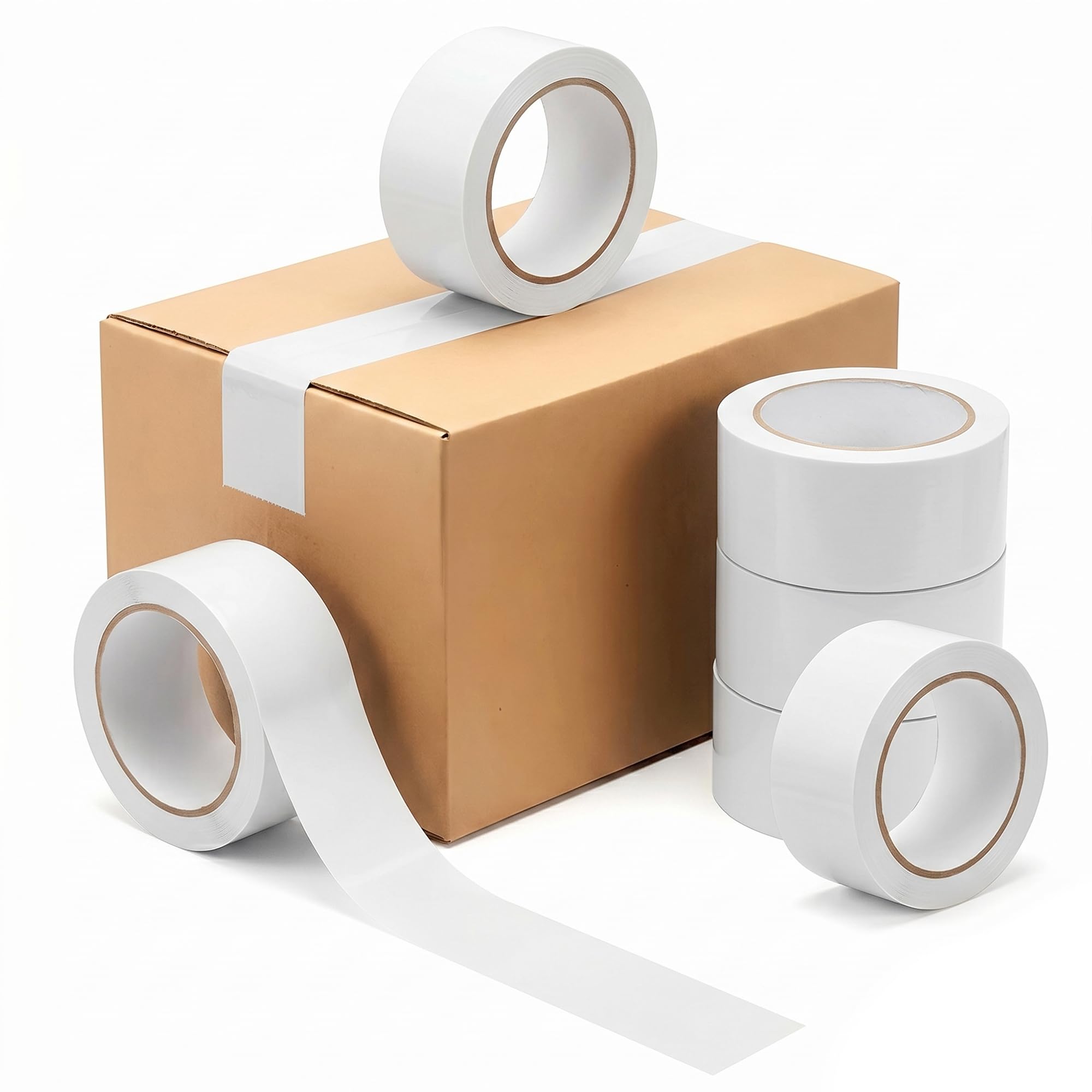 Tezraftaar® 72 x Parcel Packaging Tape White Carton Sealing Tape 48mm x 66m Heavy Duty Strong for Box Packing Shipping Warehouse Industrial Office uses