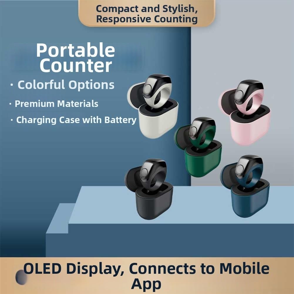 Smart Ring Counter per preghiera e monitoraggio del fitness con grado di impermeabilità IP67 e bande regolabili in grigio, nero, rosa, verde, blu (rosa)