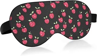 Sleep Mask Eye Cover Blackout Comfortable Soft Breathable Travel Adjustable Contoured Lightweight Unisex Side Sleeper Cute Cherry Black