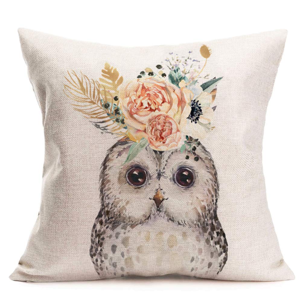 Home Decor Federa Per Cuscino Con Gufo - 40x40 Cm - Morbida In Poliestere - Cuscino Decorativo Per Divano E Camera Da Letto