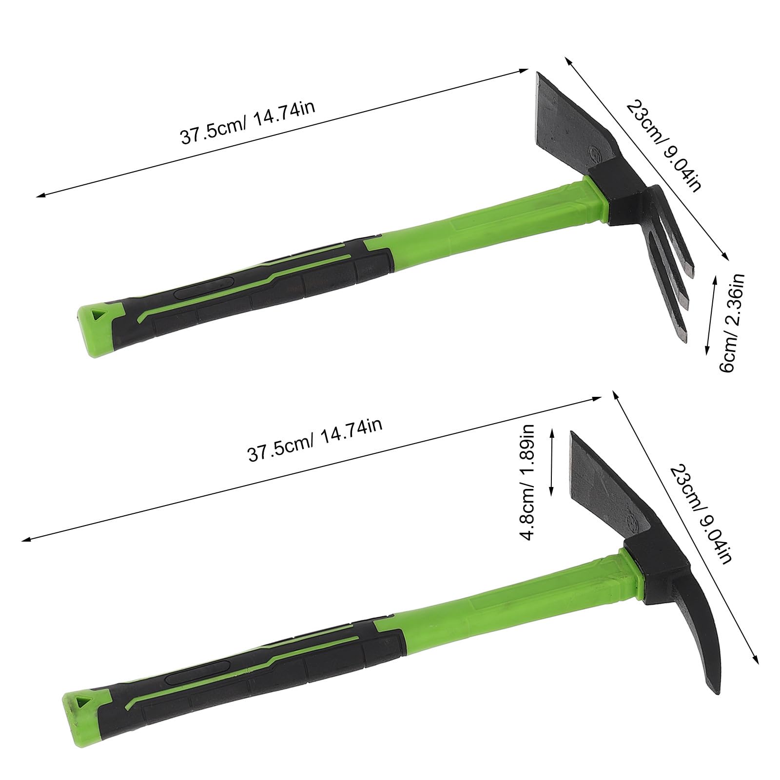 minkissy 1 juego de azada y rastrillo para jardinería, cultivo y | Kit de rastrillo y azada manual de acero al manganeso de alta resistencia, herramientas portátiles para cavar y desherbar en