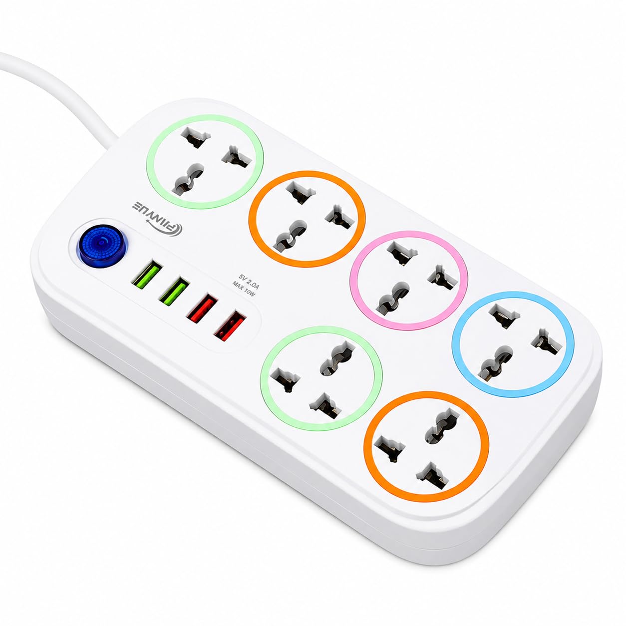 6 Universal Socket Extension Board with 4 USB Charging Ports, Master Switch, Heavy Duty Power Strip, Multi Plug Extension Box for Home, Office & Travel (White)-image-46