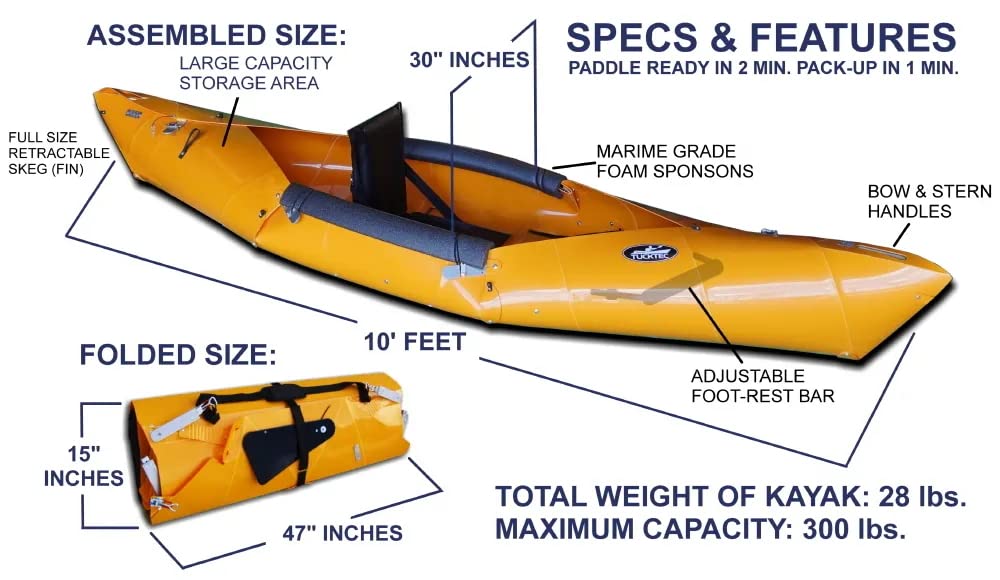 Tucktec Advanced 10 Foot Foldable Kayak Folding Canoe, Portable