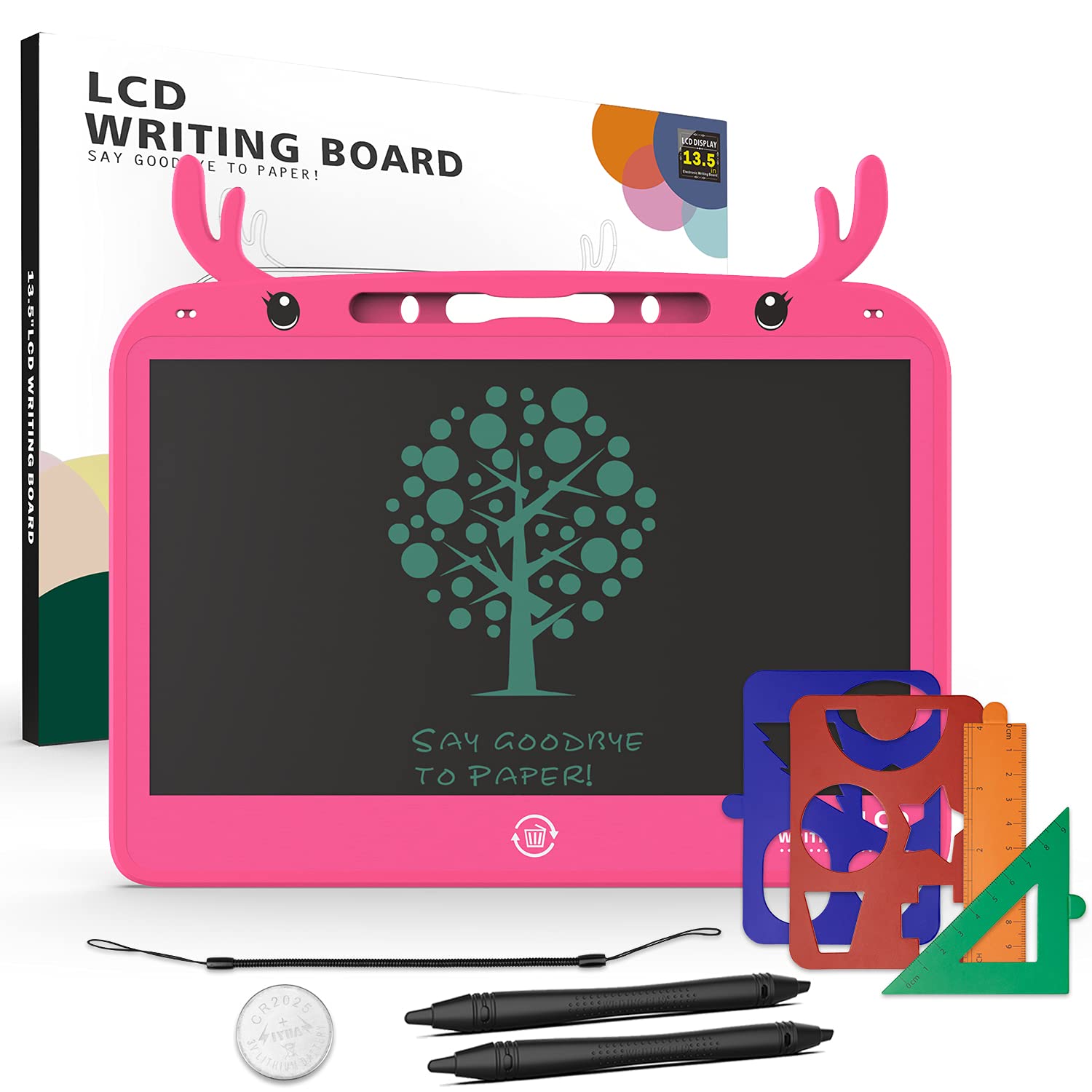 B.ANGELToys for 3 4 5 6 7 Year Old Girls Boys, LCD Writing Tablet 13.5 inch Doodle Board, Colorful Drawing Board for Kids, Learning Educational Toys, Birthday Gift for Toddlers