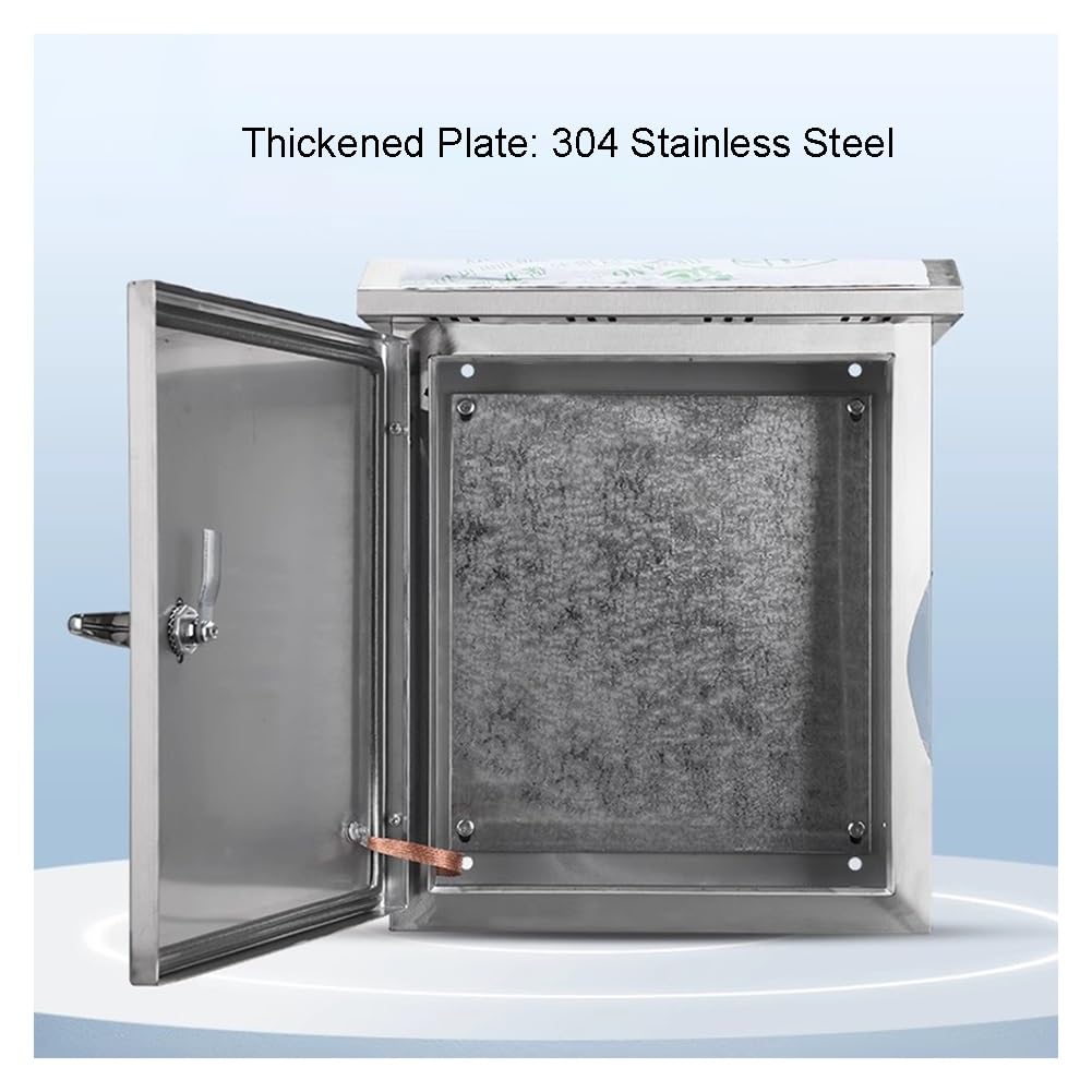Scatola di Derivazione Impermeabile in Acciaio Inox 304, con Chiusura A Chiave, Resistente alle Intemperie, Ideale per Progetti Elettrici. Armadio Elettrico per Esterni,Silver-50x40x20cm