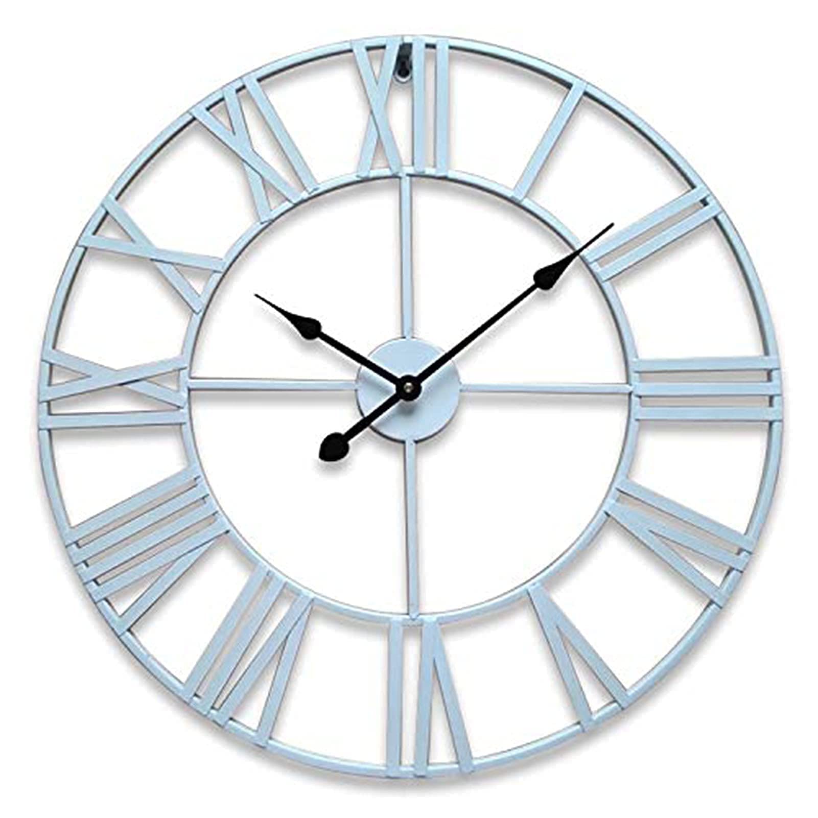 MYUYEE Outside Clock Quartz Clock Outdoor Garden Wall Clock, 23 Inch Large White Roman Numerals Garden Clock Wrought Iron Waterproof Outdoor Clock Indoor Outdoor Decoration