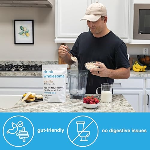 Miniatura 10 de drink wholesome Proteína en polvo de clara de huevo de vainilla  Fácil de digerir y amigable con el intestino  Ingredientes simples  Sin aditivos