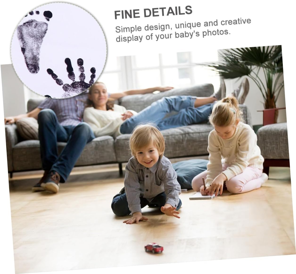 Handprint and Footprint Frame for Growth Recording, White Pp Plastic Photo Frame Keepsake, Newborn Memory Picture Holder for Nursery Décor