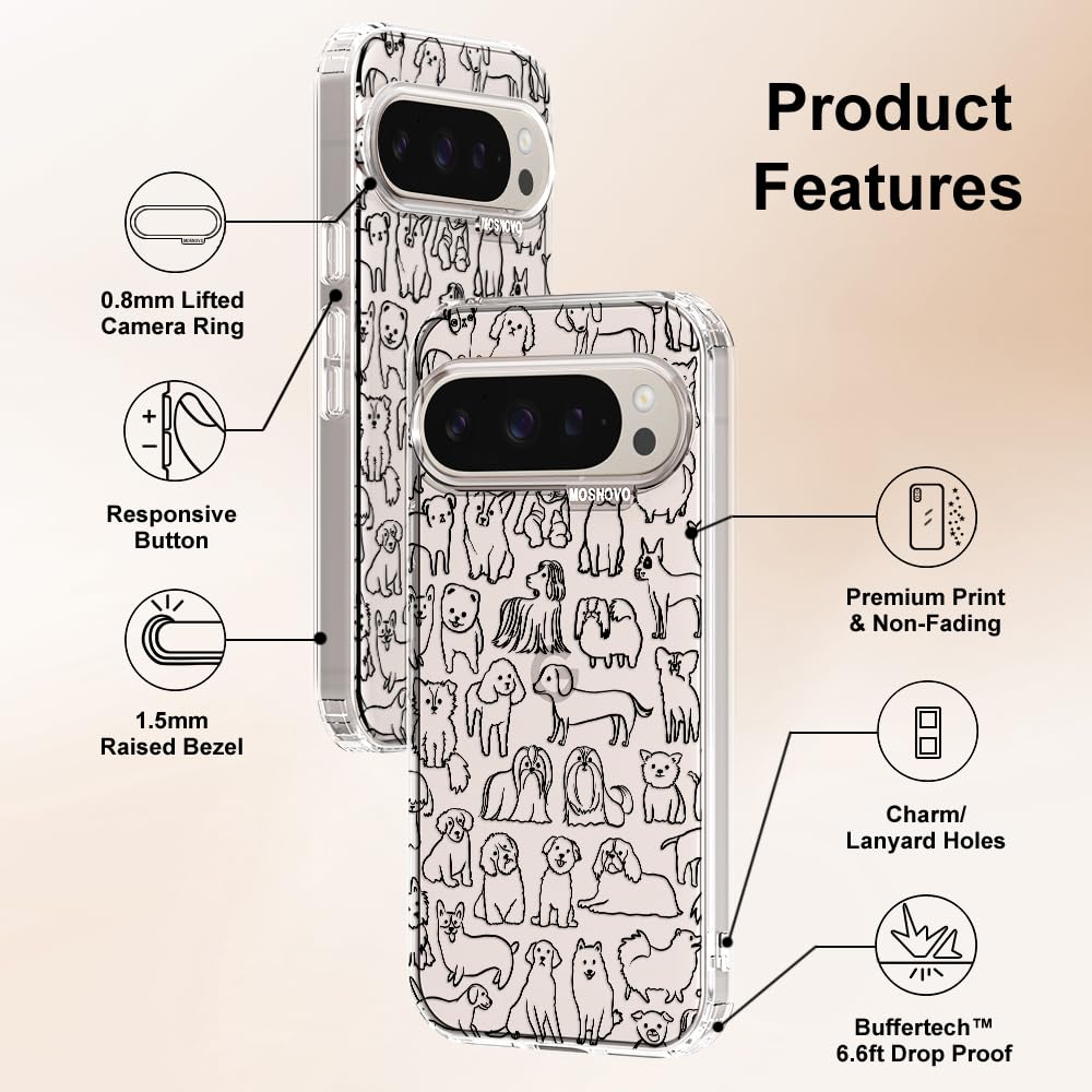 MOSNOVO Case for Google Pixel 10 & Pixel 10 Pro, [Buffertech 6.6ft Military-Grade Drop Protection] [Anti Peel Off Tech] Clear TPU Bumper Phone Case Cover Design - Cute Cherry — view 315