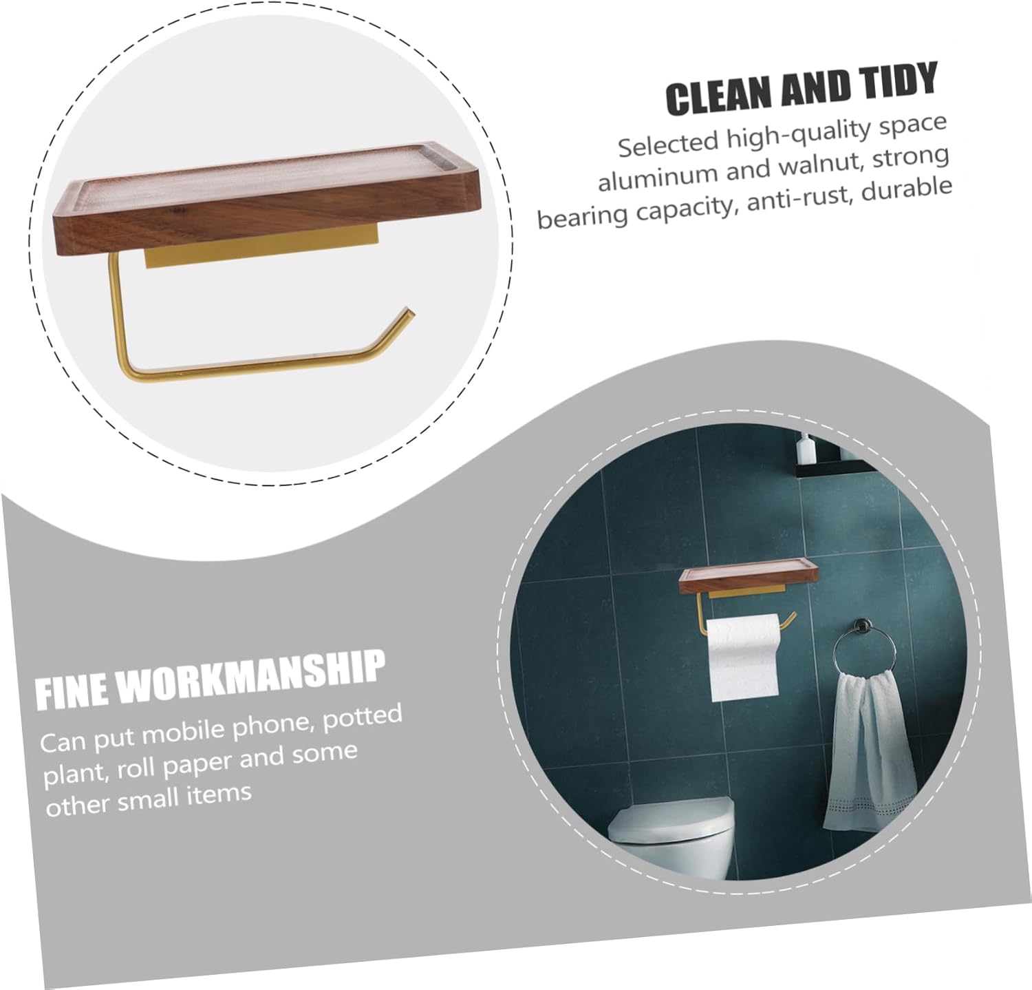 Mipcase Multipurpose Bathroom Storage -Mounted Toilet Paper Holder Tissue Dispenser Rv Accessory Space-Saving Design