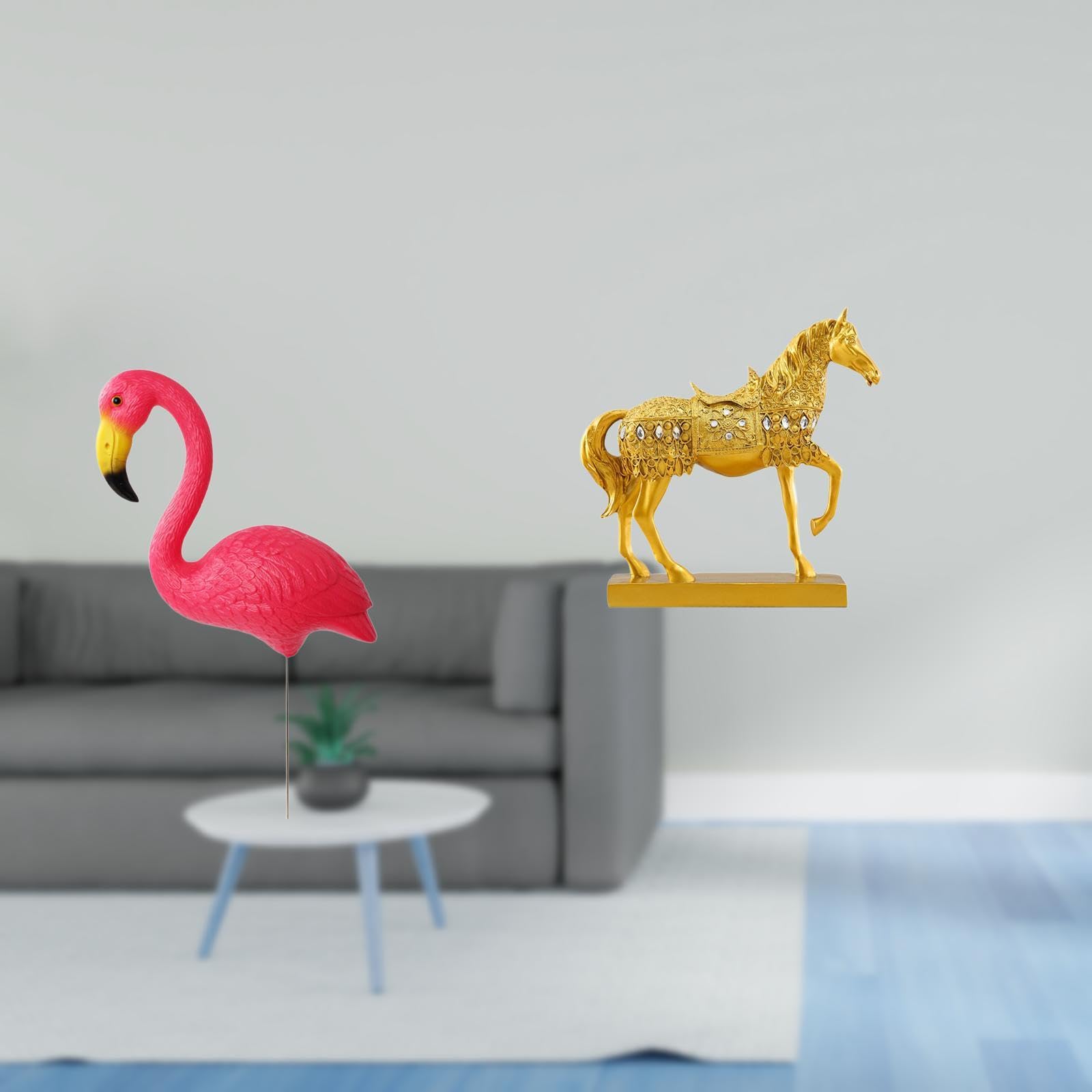 Enakshi® Flamingo Bird Statue Figurine Yard Art Ornament Fairy Garden Accessories Garden Stake Sculpture for Holiday Spring Horse Animal Sculpture Resin Figurines Engraved Home Office Decor-image-32
