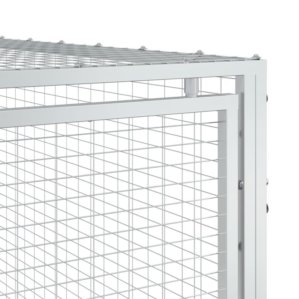vidaXL Caseta Perros con Corral Acero galvanizado Gris 153x396x110 cm