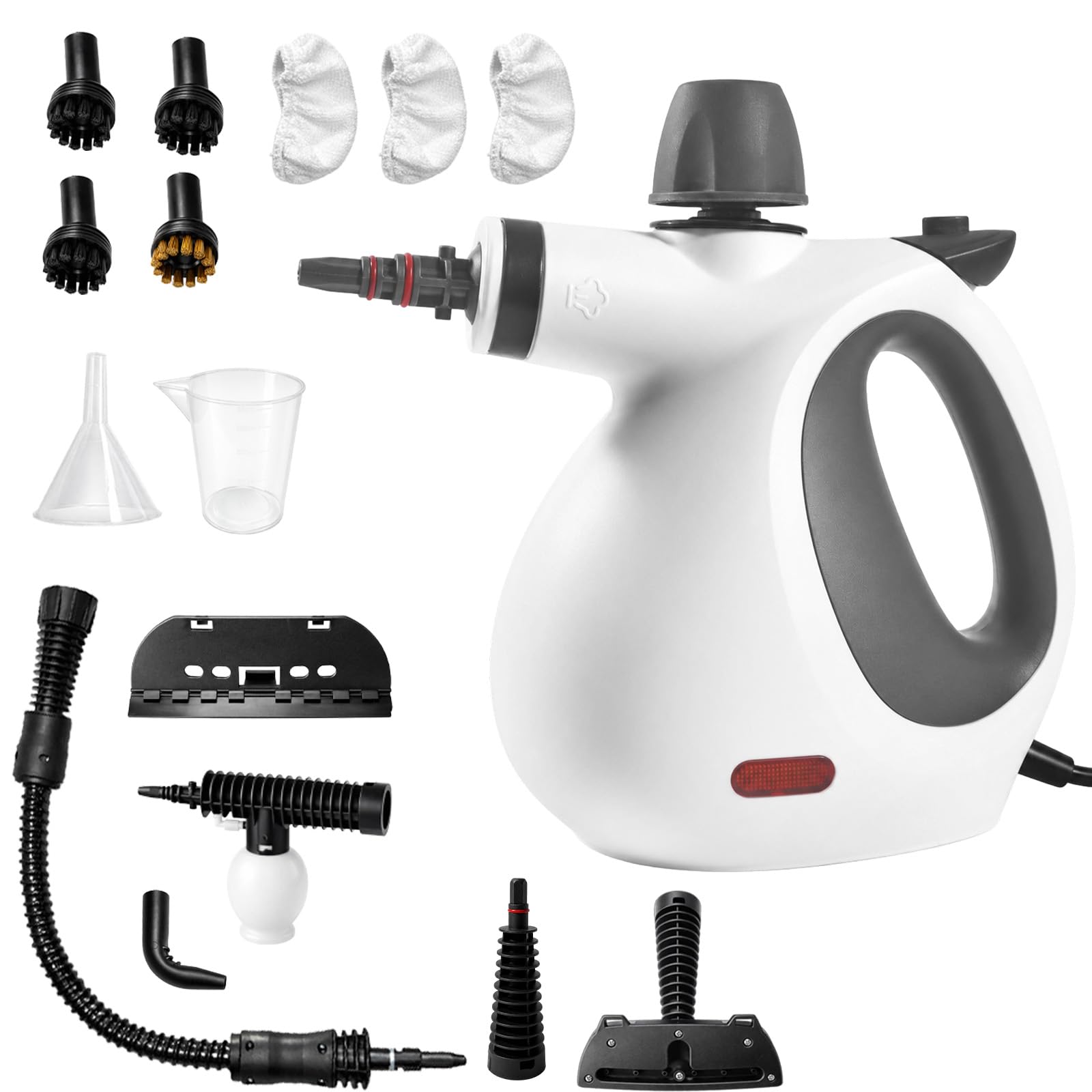 Dampfreiniger Handgerät mit 15 Zubehörteilen, Handdampfreiniger für das Haus Mehrzweck，1050W，350ml Tank Handdampfreiniger，Dampfreiniger für Alles Polstermöbel Auto Fenster Fliesen Teppich(Weiß)
