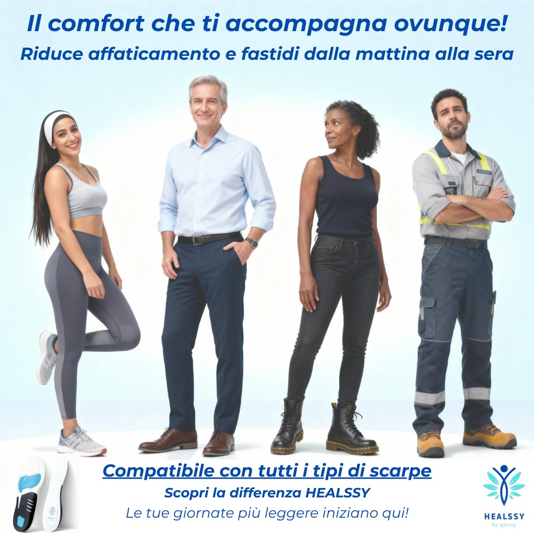 Solette Ortopediche Premium – Miglioramento della Postura, Ammortizzazione, Supporto Medico per Piedi Piatte, Cavi, Fascite Plantare e Sperone Calcaneare, Sollievo per Dolori a Piedi e Talloni