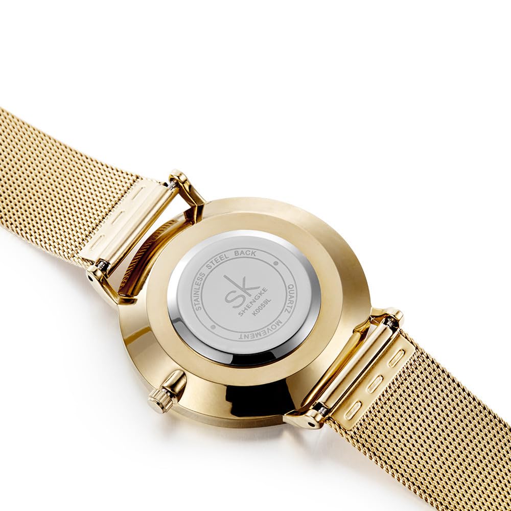 MASTOP Orologio da polso da donna, alla moda, minimalista, impermeabile, semplice, ultra sottile, analogico, al quarzo, con cinturino in maglia in acciaio inox