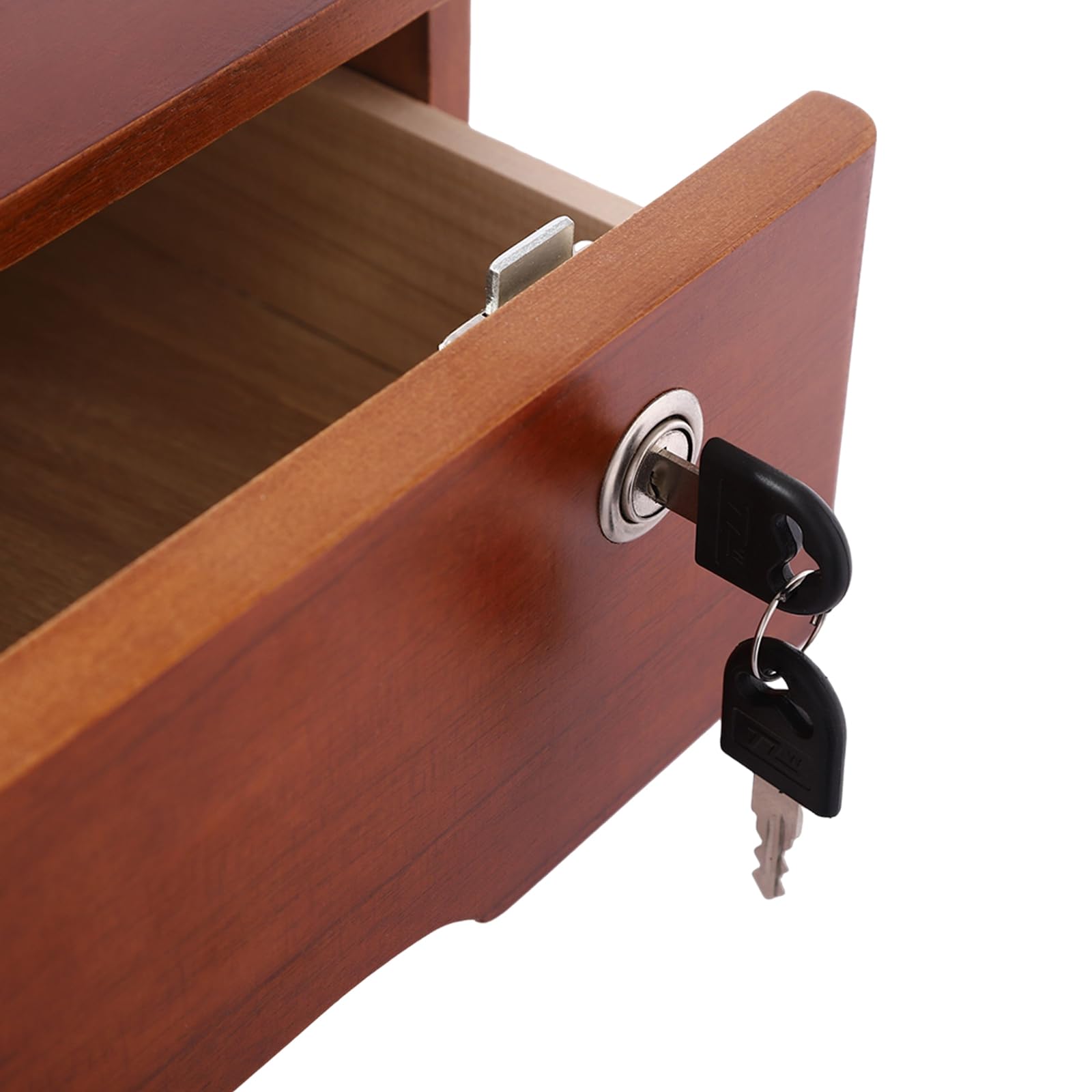 Organizer da scrivania in legno con cassetto chiudibile a chiave, per ufficio, cassetti, capacità per cancelleria, motivo ciliegia, 40 x 28 x 12 cm (colore noce)