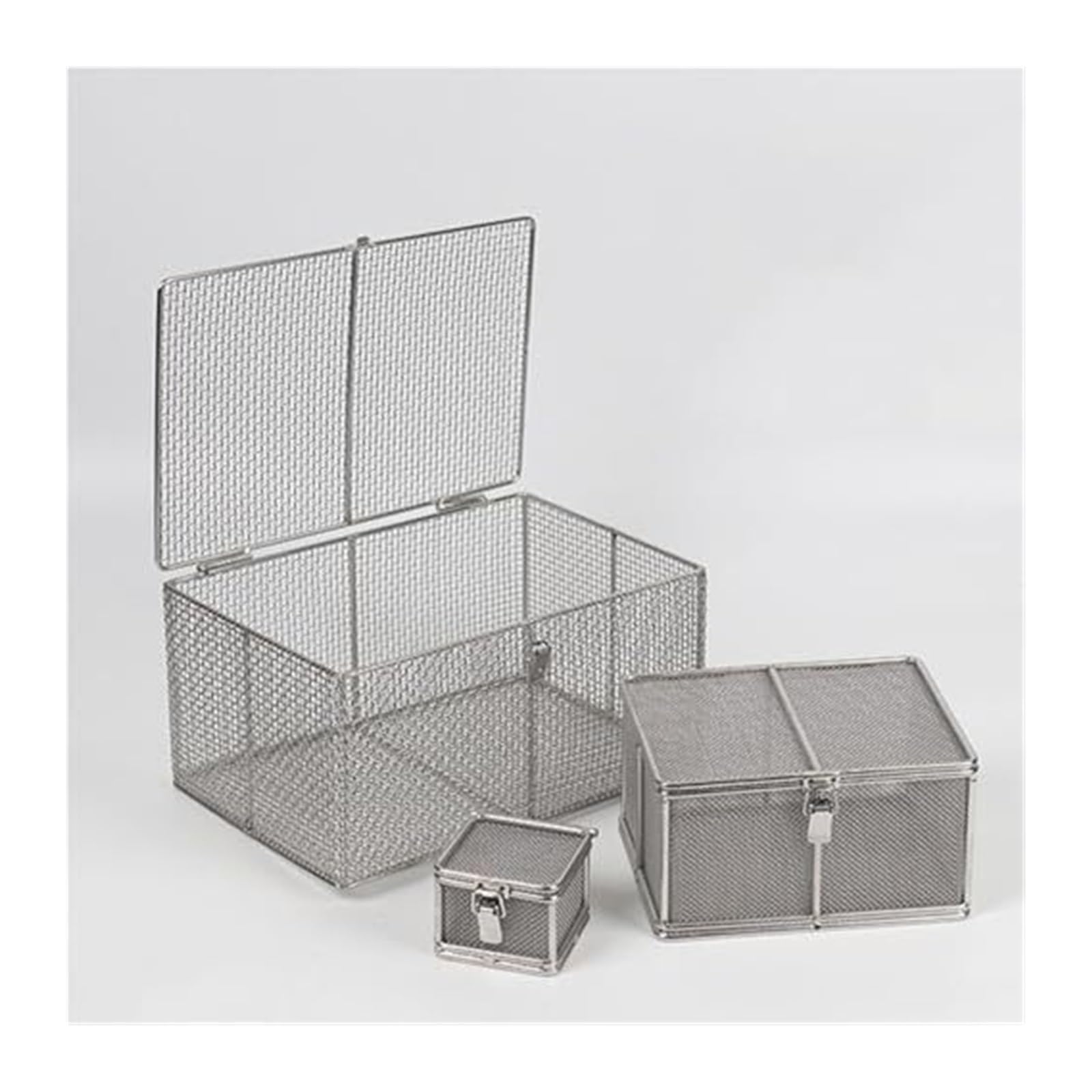Cesta de Esterilización de Acero Inoxidable con Tapa Hermética - Bandeja de Malla Profesional para Equipos de Laboratorio e Instrumentos Reutilizables | 30*40*10cm
