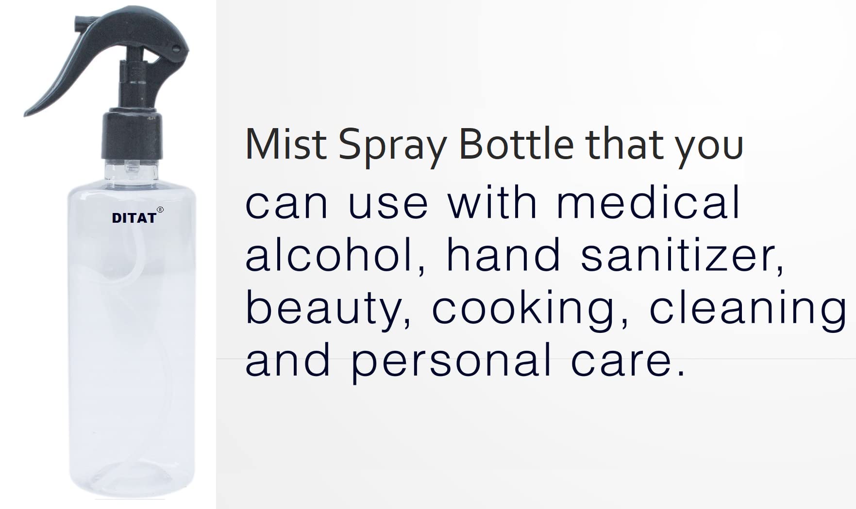 DITAT Empty Transparent Trigger Spray Bottle for Sprayer Unbreakable Plastic Sanitizer Multipurpose Mist Spray Bottle 500 ml - Pack of 2(Black) 1
