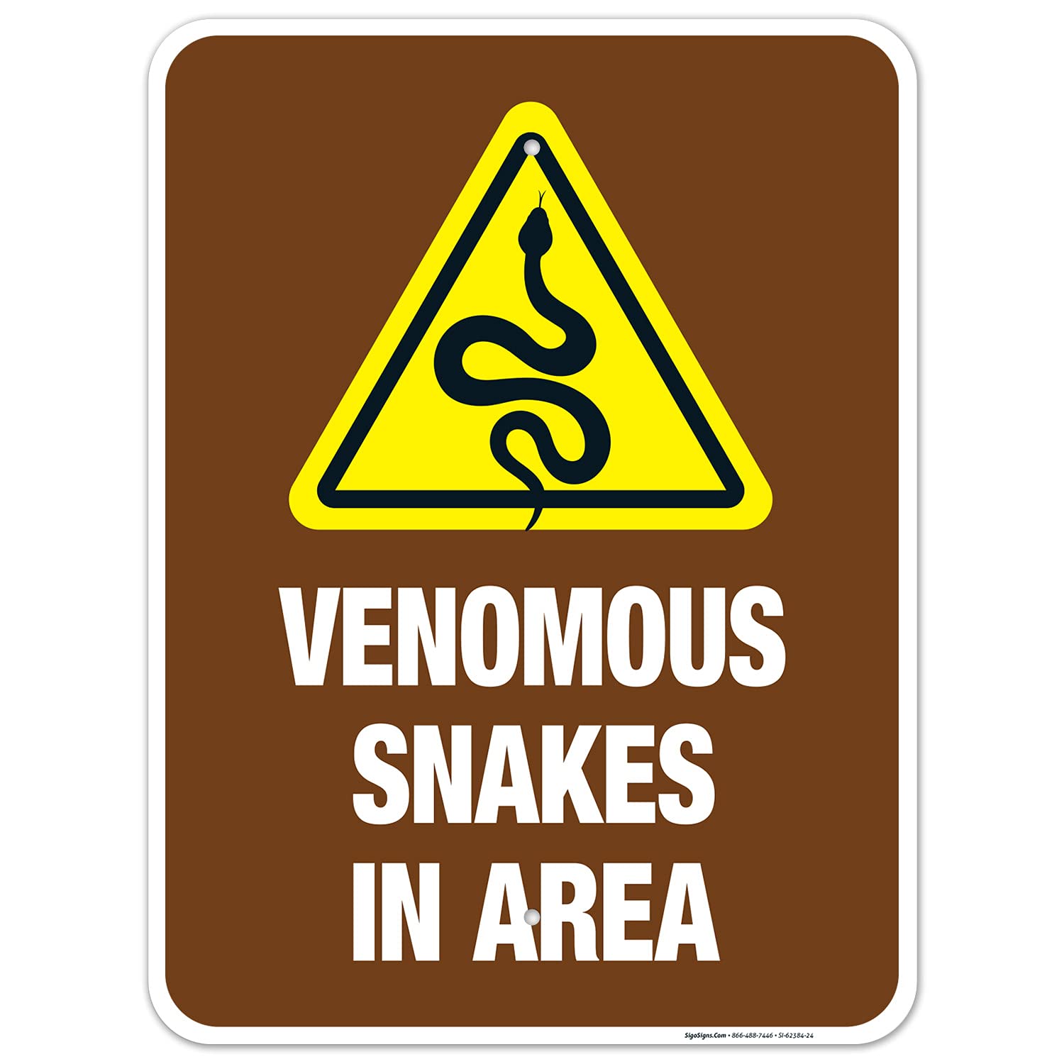 Venomous Snakes in Area Sign, 18x24 Inches, Rust Free .063 Aluminum, Fade Resistant, Made in USA