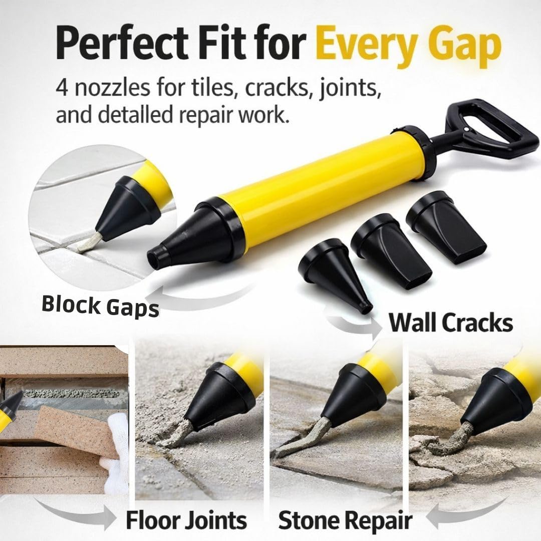 Haxo Grouting Gun with 4 Nozzle, Caulking Guns Hand Tool Pump Mortar Pointing Grouting Gun Sprayer Applicator Caulking Tool for Cement, Lime, Concrete, Stone Repairs & DIY Grouting Projects 2